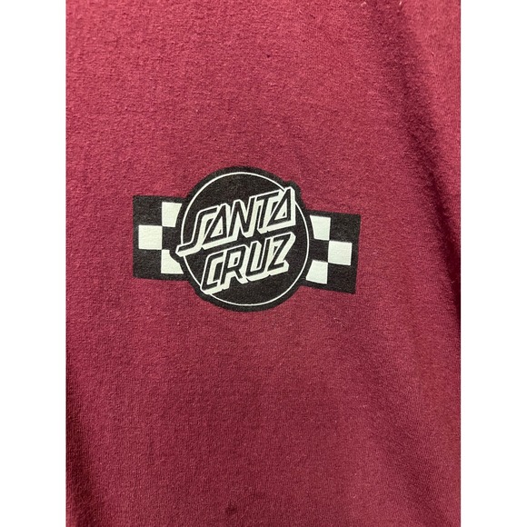 Santa Cruz Other - Santa Cruz Mens Burgundy Checkered Dot Logo Graphic T-Shirt Short Sleeve XL